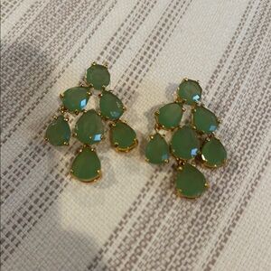 J. Crew Green and Gold Heart-Shaped Earrings